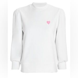 RÉSUMÉ Intermix Resume Puff Sleeve Crewneck Sweatshirt Embroidered Heart size xs